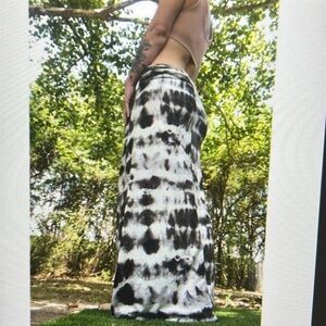 Black and white tie die maxi skirt